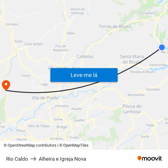 Rio Caldo to Alheira e Igreja Nova map