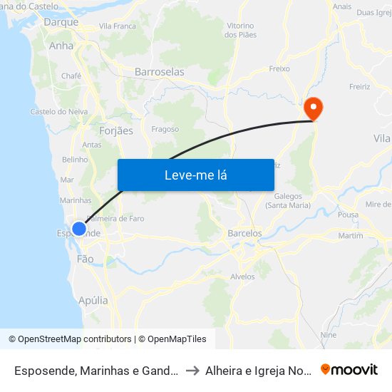 Esposende, Marinhas e Gandra to Alheira e Igreja Nova map