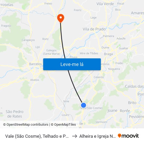 Vale (São Cosme), Telhado e Portela to Alheira e Igreja Nova map
