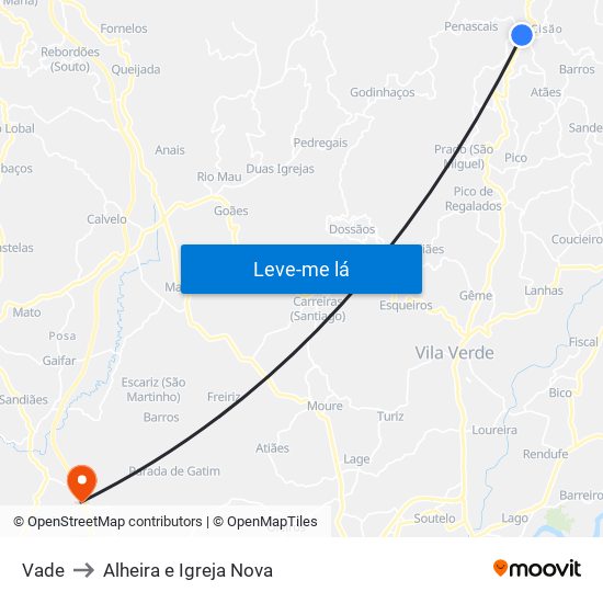 Vade to Alheira e Igreja Nova map