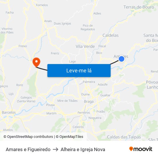 Amares e Figueiredo to Alheira e Igreja Nova map