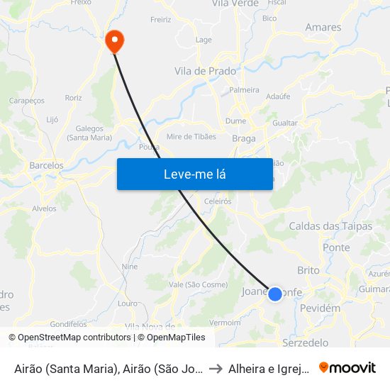 Airão (Santa Maria), Airão (São João) e Vermil to Alheira e Igreja Nova map