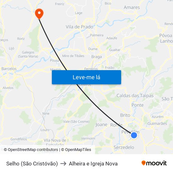 Selho (São Cristóvão) to Alheira e Igreja Nova map