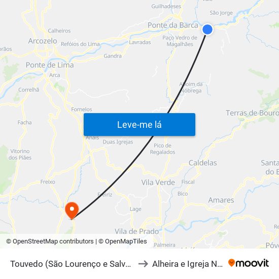 Touvedo (São Lourenço e Salvador) to Alheira e Igreja Nova map