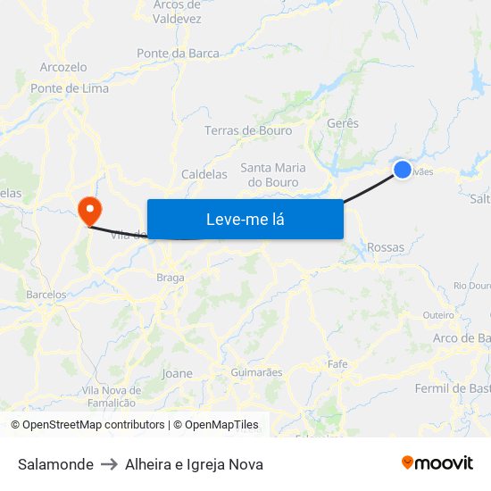 Salamonde to Alheira e Igreja Nova map