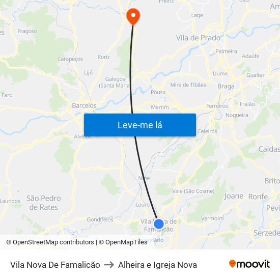 Vila Nova De Famalicão to Alheira e Igreja Nova map