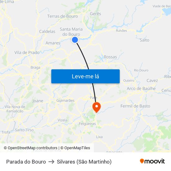 Parada do Bouro to Silvares (São Martinho) map