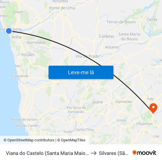 Viana do Castelo (Santa Maria Maior e Monserrate) e Meadela to Silvares (São Martinho) map