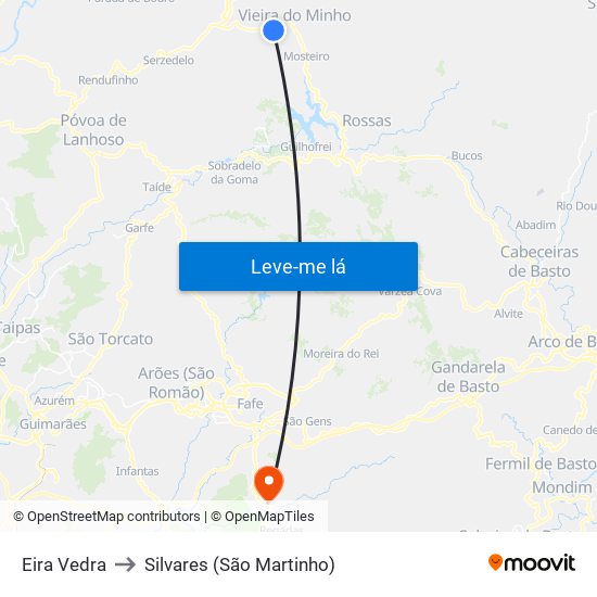 Eira Vedra to Silvares (São Martinho) map