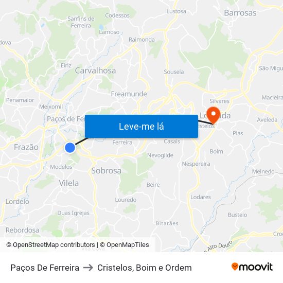 Paços De Ferreira to Cristelos, Boim e Ordem map