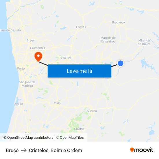 Bruçó to Cristelos, Boim e Ordem map