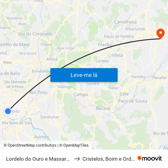 Lordelo do Ouro e Massarelos to Cristelos, Boim e Ordem map