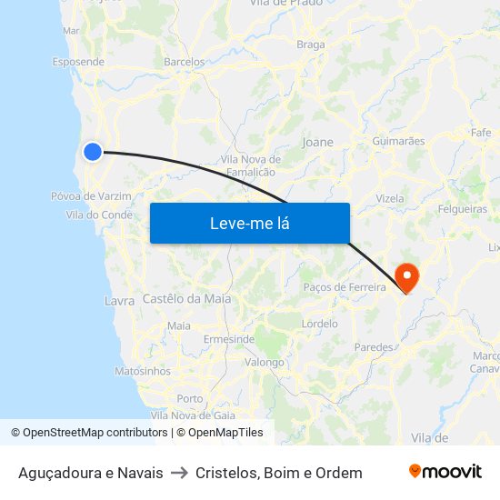 Aguçadoura e Navais to Cristelos, Boim e Ordem map