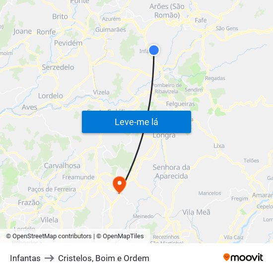 Infantas to Cristelos, Boim e Ordem map