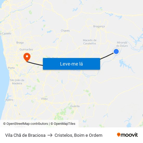 Vila Chã de Braciosa to Cristelos, Boim e Ordem map