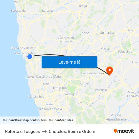 Retorta e Tougues to Cristelos, Boim e Ordem map