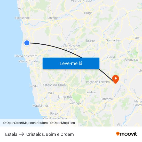 Estela to Cristelos, Boim e Ordem map