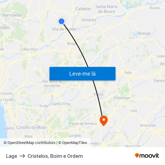 Lage to Cristelos, Boim e Ordem map