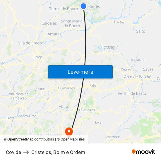 Covide to Cristelos, Boim e Ordem map