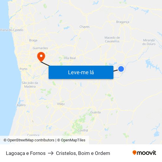 Lagoaça e Fornos to Cristelos, Boim e Ordem map