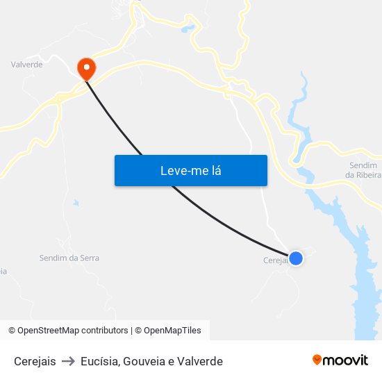 Cerejais to Eucísia, Gouveia e Valverde map