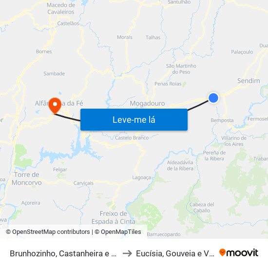 Brunhozinho, Castanheira e Sanhoane to Eucísia, Gouveia e Valverde map