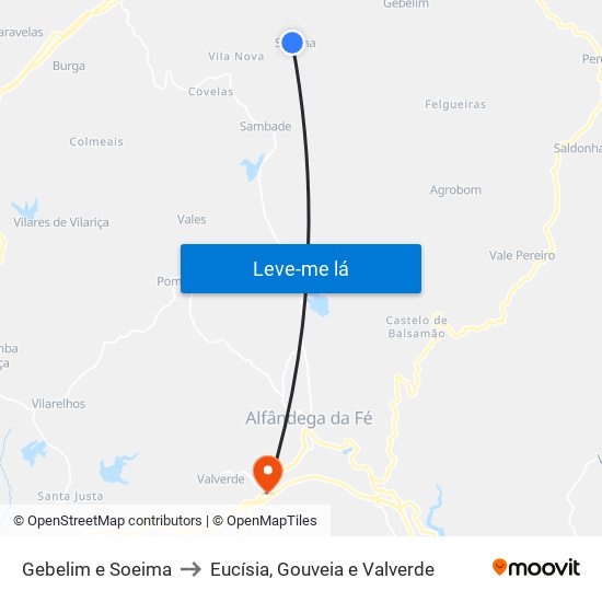 Gebelim e Soeima to Eucísia, Gouveia e Valverde map