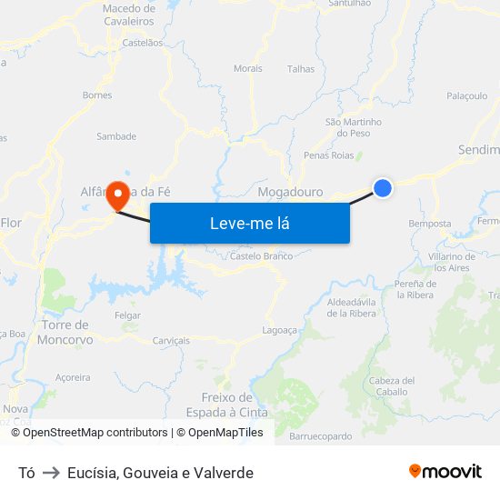 Tó to Eucísia, Gouveia e Valverde map