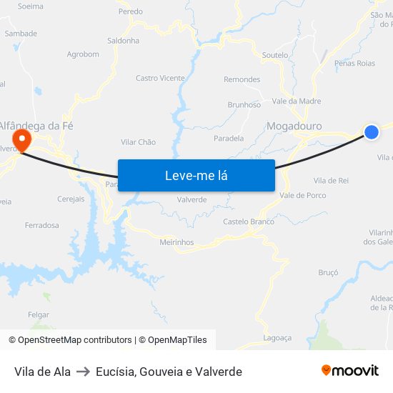 Vila de Ala to Eucísia, Gouveia e Valverde map