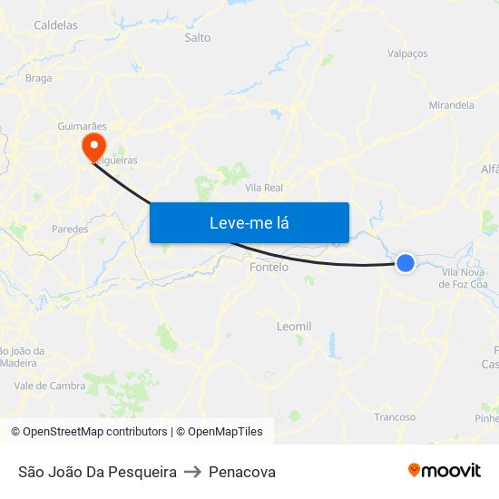 São João Da Pesqueira to Penacova map