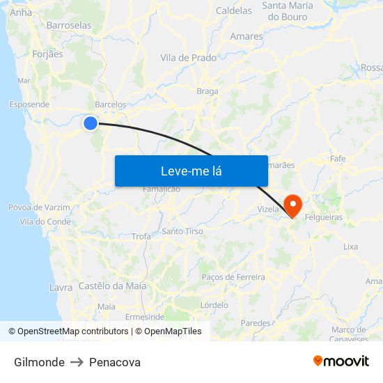 Gilmonde to Penacova map