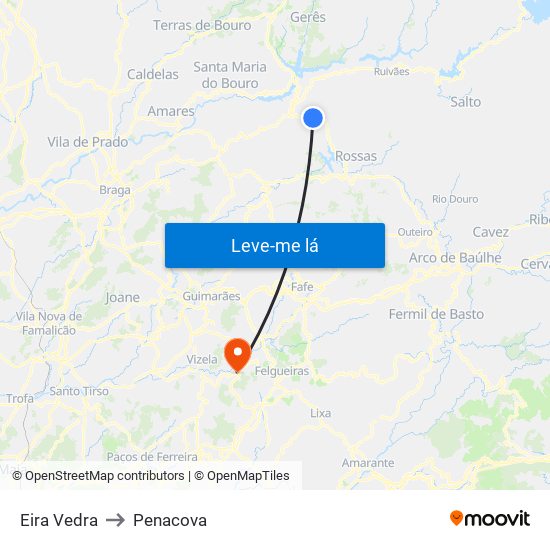 Eira Vedra to Penacova map