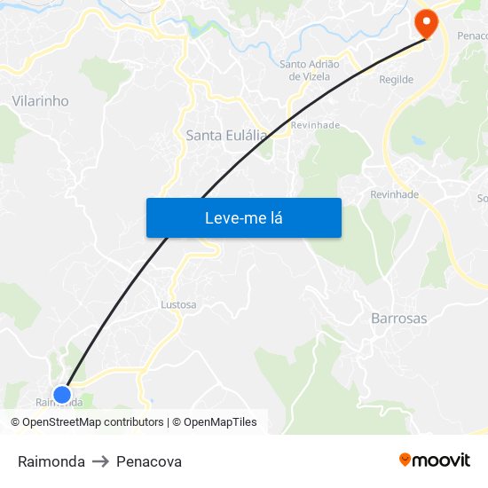 Raimonda to Penacova map