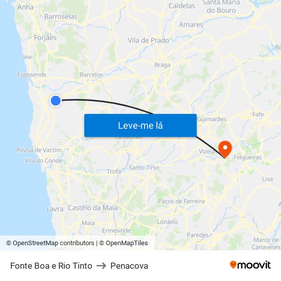 Fonte Boa e Rio Tinto to Penacova map