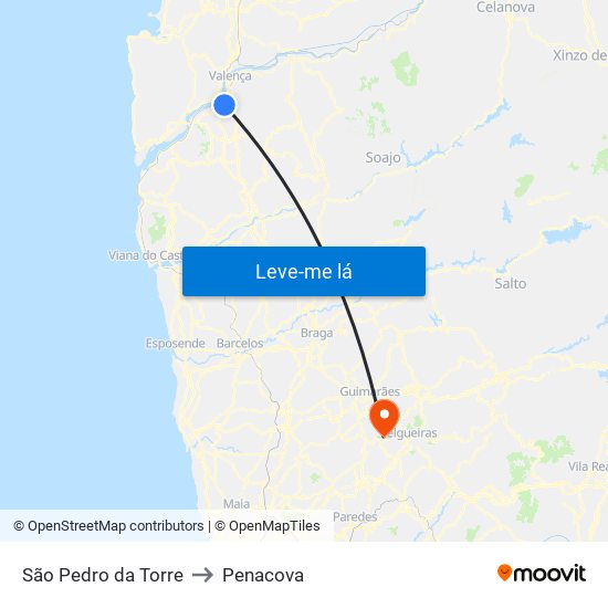 São Pedro da Torre to Penacova map