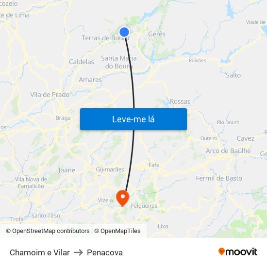 Chamoim e Vilar to Penacova map