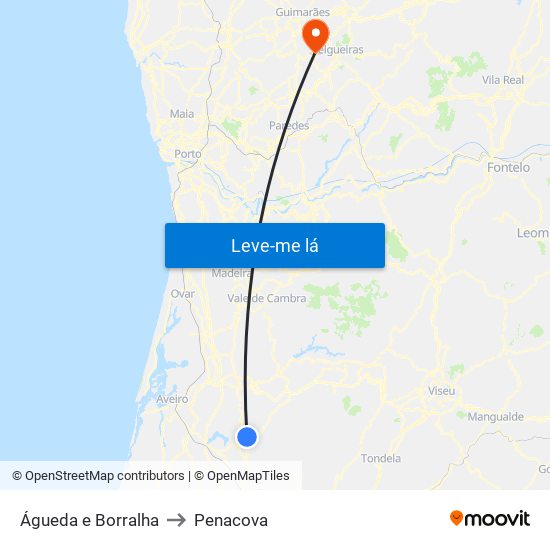 Águeda e Borralha to Penacova map