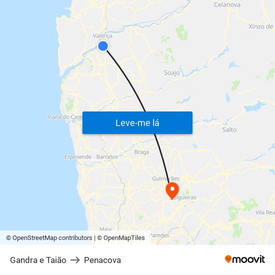 Gandra e Taião to Penacova map