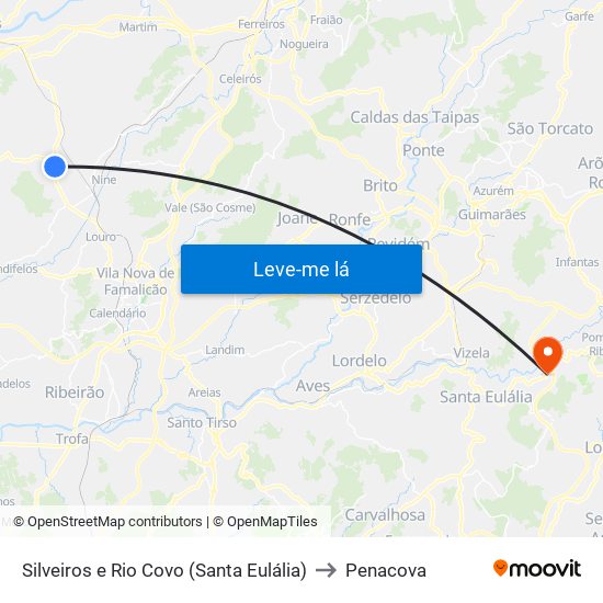 Silveiros e Rio Covo (Santa Eulália) to Penacova map