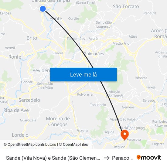 Sande (Vila Nova) e Sande (São Clemente) to Penacova map