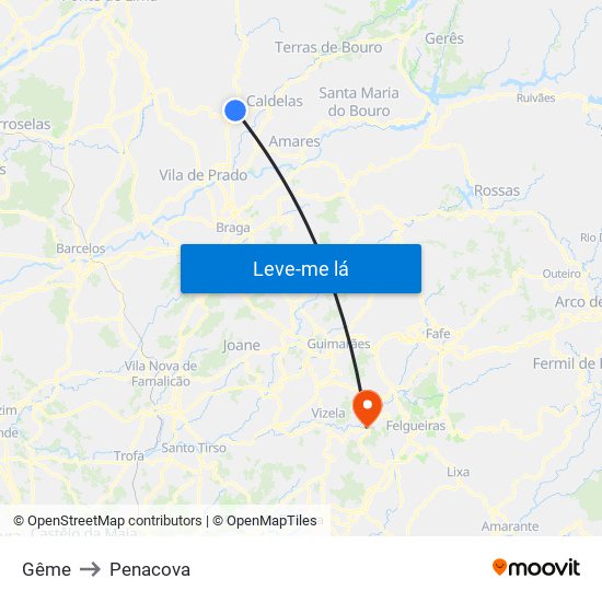 Gême to Penacova map