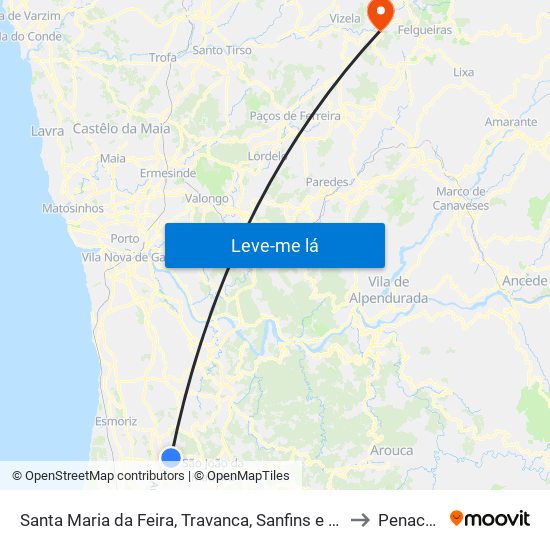 Santa Maria da Feira, Travanca, Sanfins e Espargo to Penacova map