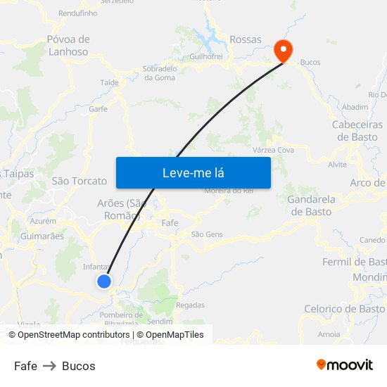 Fafe to Bucos map