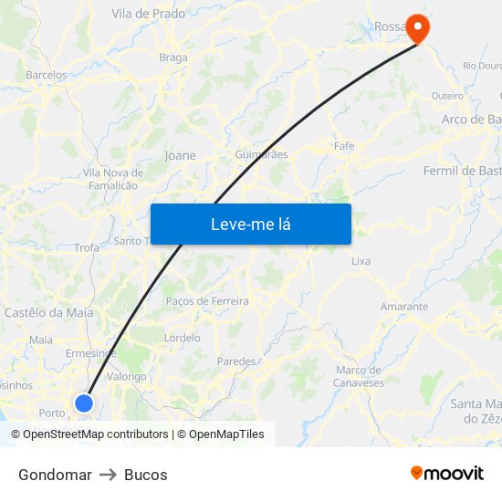 Gondomar to Bucos map