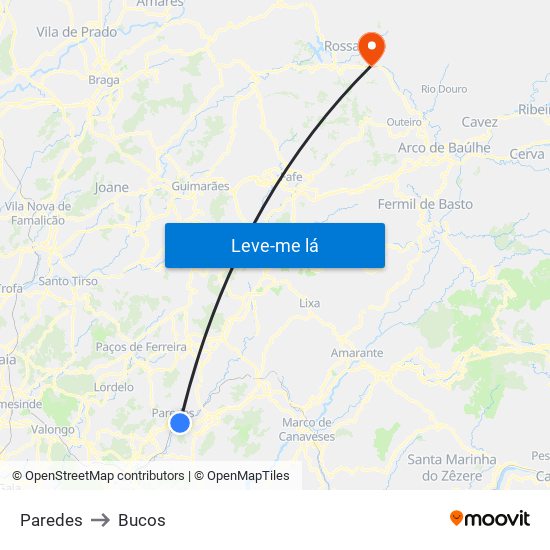 Paredes to Bucos map