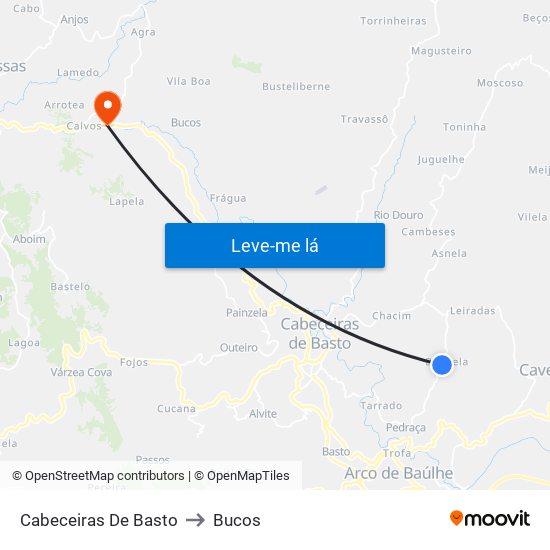 Cabeceiras De Basto to Bucos map