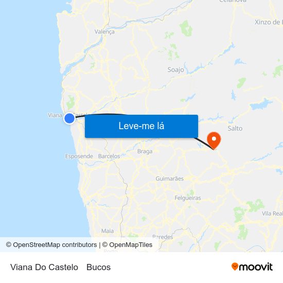 Viana Do Castelo to Bucos map