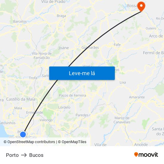 Porto to Bucos map