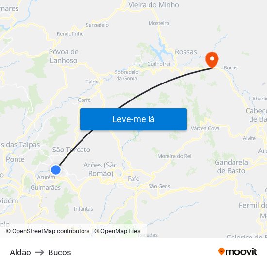 Aldão to Bucos map