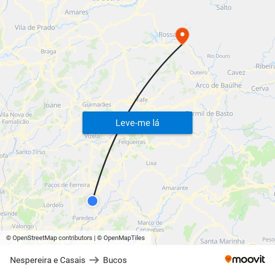 Nespereira e Casais to Bucos map